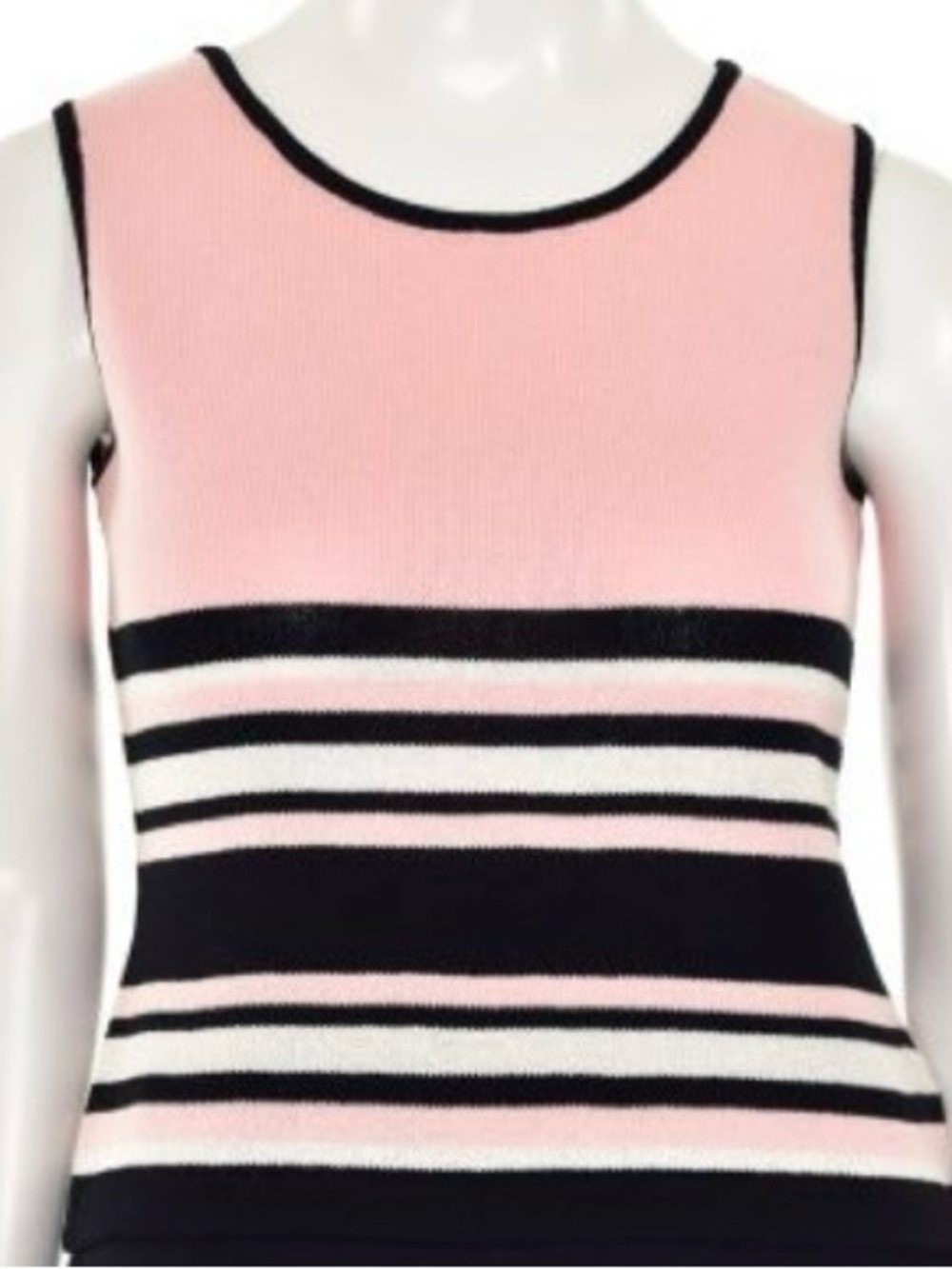 St John Sport by Marie Gray Santana Knit Pink/Black Striped Shell Top